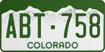 CO license plate ABT758