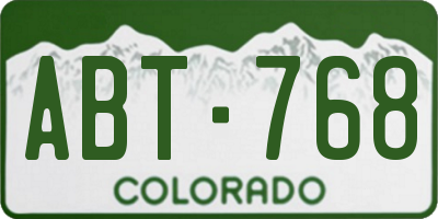 CO license plate ABT768