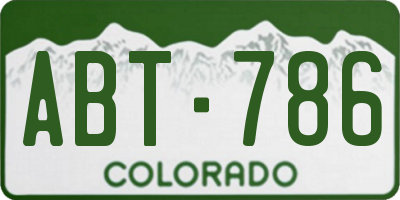 CO license plate ABT786