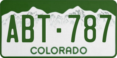 CO license plate ABT787