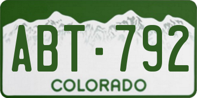 CO license plate ABT792