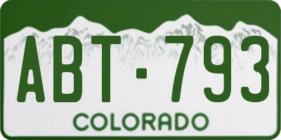 CO license plate ABT793