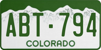CO license plate ABT794