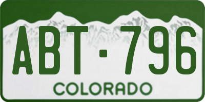 CO license plate ABT796