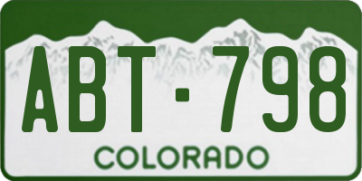 CO license plate ABT798