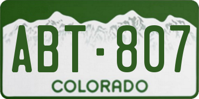 CO license plate ABT807
