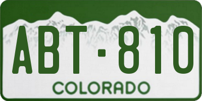 CO license plate ABT810