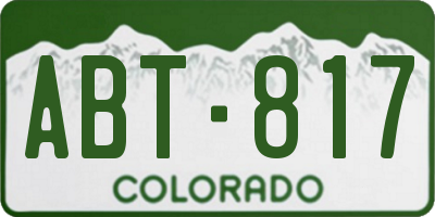 CO license plate ABT817