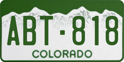 CO license plate ABT818