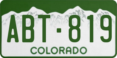 CO license plate ABT819