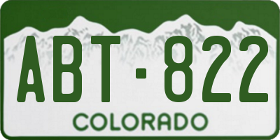 CO license plate ABT822