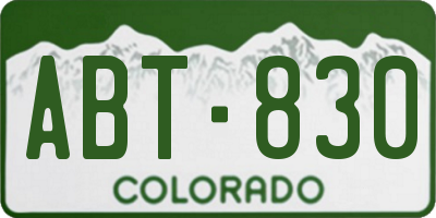 CO license plate ABT830