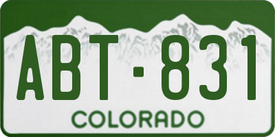 CO license plate ABT831