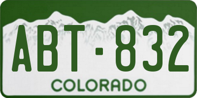 CO license plate ABT832
