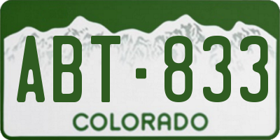 CO license plate ABT833