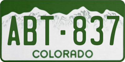 CO license plate ABT837
