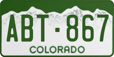 CO license plate ABT867