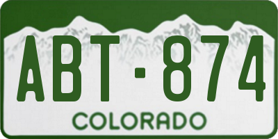 CO license plate ABT874
