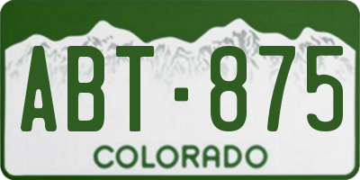 CO license plate ABT875