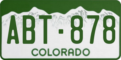 CO license plate ABT878