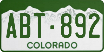 CO license plate ABT892