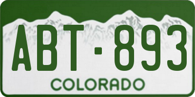 CO license plate ABT893