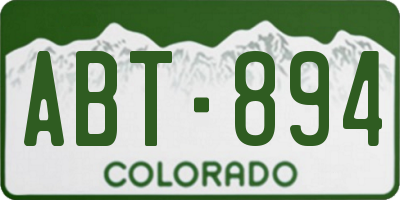 CO license plate ABT894