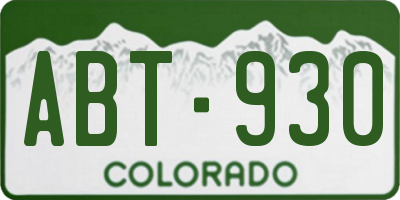 CO license plate ABT930