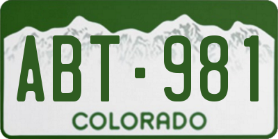 CO license plate ABT981