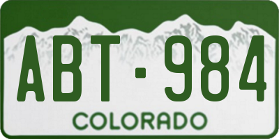 CO license plate ABT984