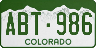 CO license plate ABT986