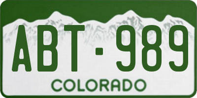 CO license plate ABT989