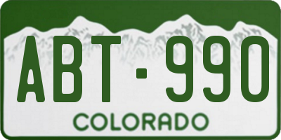 CO license plate ABT990
