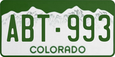 CO license plate ABT993
