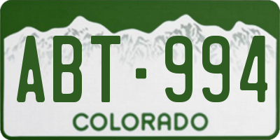 CO license plate ABT994