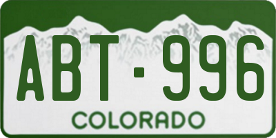 CO license plate ABT996