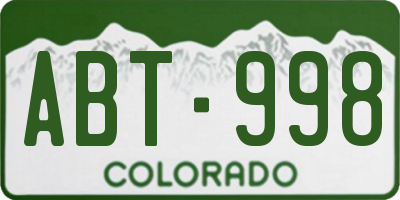 CO license plate ABT998