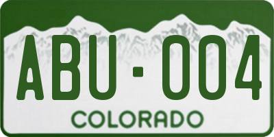 CO license plate ABU004