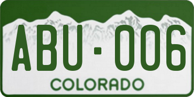 CO license plate ABU006