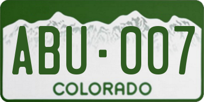 CO license plate ABU007