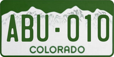 CO license plate ABU010