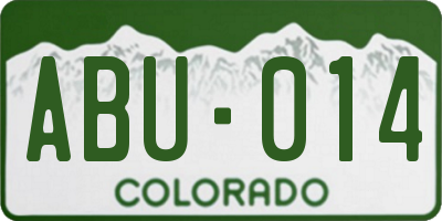 CO license plate ABU014