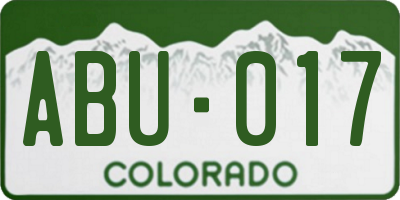 CO license plate ABU017