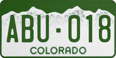 CO license plate ABU018