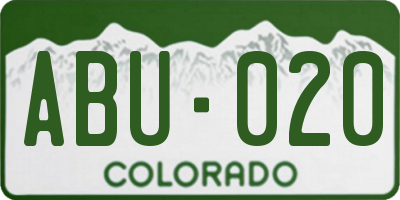 CO license plate ABU020