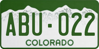 CO license plate ABU022