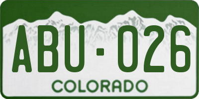 CO license plate ABU026