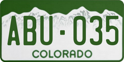 CO license plate ABU035