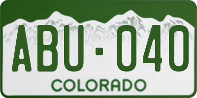 CO license plate ABU040