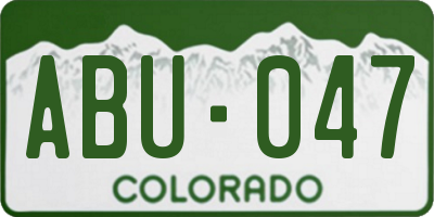 CO license plate ABU047